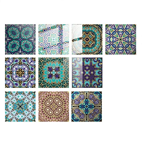 10 stück Fliesenaufkleber Mosaikfliesen Selbstklebend Fliesensticker Klebefolie Fliesen Sticker für Bad und Küche Wandfliese Aufkleber, 10x10cm von JAXICH