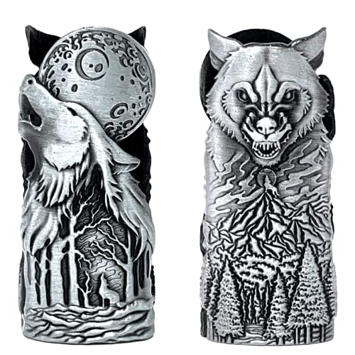 Metall-Feuerzeugtasche passend für BIC im Moon Hound Wolf Design Standard Feuerzeug J6 Sleeve Cover von JC UNIVERSAL