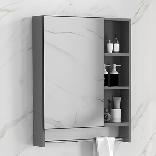 JCSRYD Rechteckiger Badezimmerschrank mit Spiegel, Moderne Badezimmer Spiegelschrank, Wandmontierter Spiegelschränke fürs Bad, Aluminiumlegierung (Color : Grau, Size : 75 * 11 * 65cm/30 * 4 * 26in) von JCSRYD