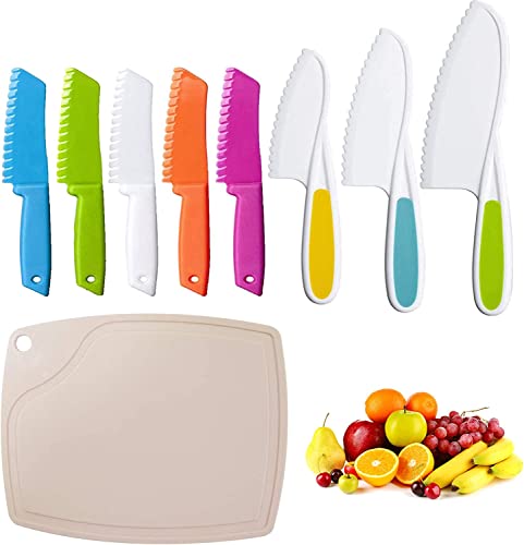 JEFFOUOO 9 Stück Kinderküchenmesser, Kindermesser-Set zum Schneiden und Kochen, Kochen Küchenmesser für Kleinkinder Gemüse, Salat, Kuchen von JEFFOUOO