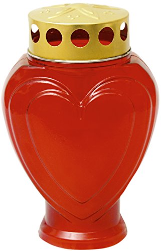 JEKA Grabkerze - Gedenkkerze - Grablampe Herz Rot von JEKA