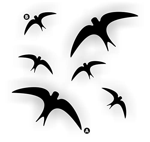 Zwaluw Vogelschutz Aufkleber Set 6 Vögel Farbe Schwarz von JERMA allerhandestickers