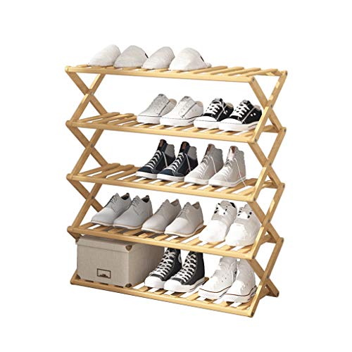 JEVHLYKW Schuhregal Einfaches mehrschichtiges Schuhregal Wirtschaftliches Lagerregal, kostenlose Installation (5 Schichten Holzfarbe) Schuhregal-Aufbewahrungsorganisator (Größe: 50 cm) von JEVHLYKW