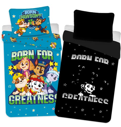 Paw Patrol Baby-Bettwäsche 100x135 Baumwolle Klein-Kinderbettwäsche - Glow in The Dark, Baumwolle von PAW PATROL