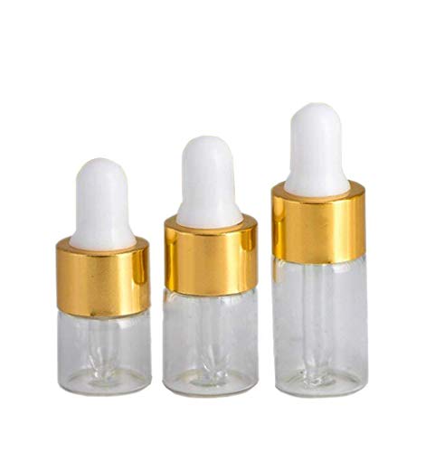 JIHUOO 50 Stück Leer Pipettenflasche Tropfflasche Glasflaschen Ätherisches Öl Flaschen mit Droppe 2ML von JIHUOO