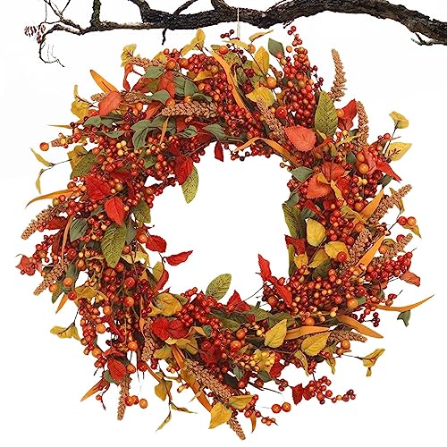 Türkranz Herbst | Realistische Beeren Herbst Tür Kranz | Künstliche Thanksgiving Day Hängenden Kranz Für Hochzeit Home Party Tabelle Hintergrund Bogen Dekor von JINGAN