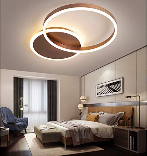 LED Deckenleuchte Mit Fernbedienung Modern Kronleuchte Creative Pendelleuchte Deckenlampe Deckenstrahler Acryl Lampenschirm Modern Elegant Matt Aluminium Deckenleuchte,Braun,2 Rings/36W von JINWELL