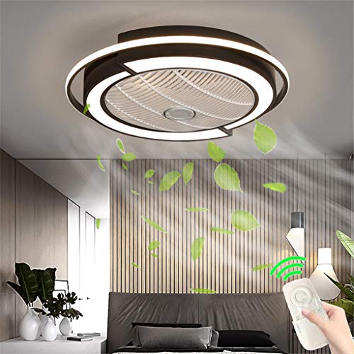 Unsichtbares Fan Deckenventilator Mit Fernbedienung LED Licht Einstellbare Windgeschwindigkeit Dimmbar Moderne Deckenleuchte Für Leise Ventilator Schlafzimmer Wohnzimmer Esszimmer Lamp Schwarz 58X20CM von JINWELL