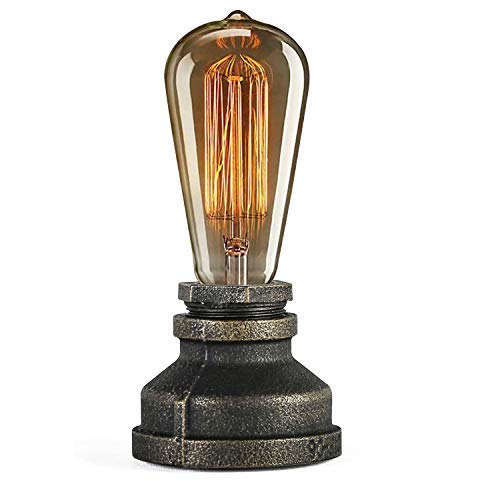 JINYU Vintage American Village Stil Schreibtisch Licht kreative Tischlampe Eisen Stahl Wasserpfeife Tisch Nachtlichter, Nachttischlampen, industrielle Steampunk Retro Base E27 Halter Montage Leuchte von JINYU