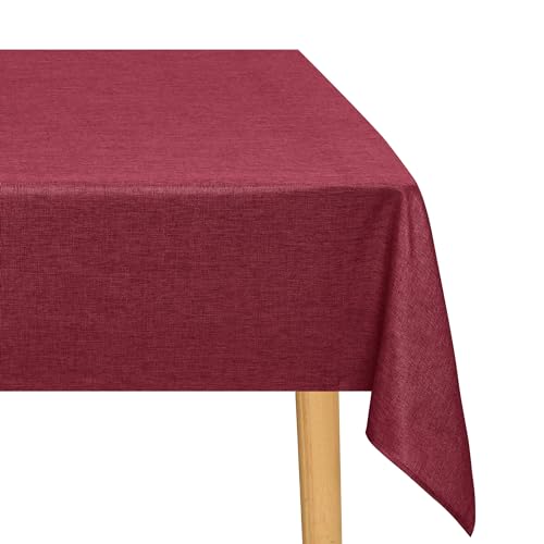 JIUZHEN Rot Tischdecke Abwaschbar Tischdecken Leinenoptik für Esszimmer, Garten, Outdoor,Hochzeiten Wasserabweisend Tischtuch Eckig 135X220 cm von JIUZHEN