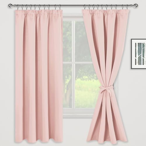 JIUZHEN Vorhang Blickdicht Gardinen mit kräuselband Verdunklungsvorhänge Vorhänge Wohnzimmer Gardinen Schlafzimmer Thermovorhang Pink, H183 x B167 cm,2er Set von JIUZHEN