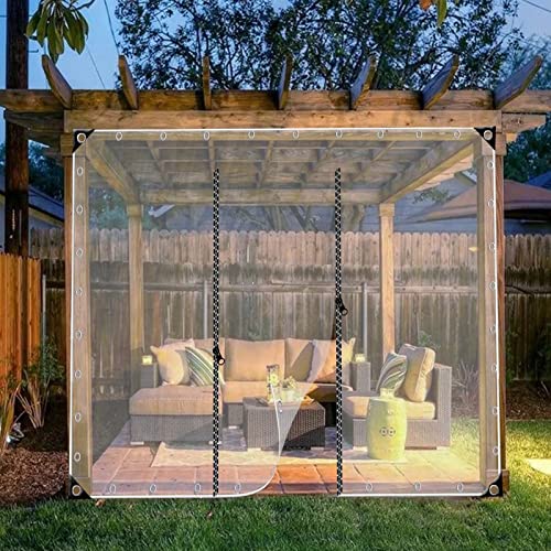 JIwqDY Outdoor Vorhänge Wetterfest Transparente Plane mit Reißverschluss 0,3mm Terrassenüberdachung für Veranda, Pergola, Cabana, Aussenvorhang (Color : Transparent, Size : 3x2m) von JIwqDY