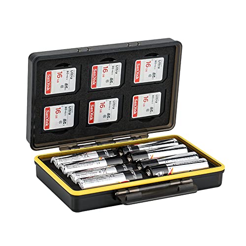 JJC Speicherkarten Schutzbox für 6 SD SDHC SDXC Speicherkarten und 8 AA-Batterien Akku von JJC