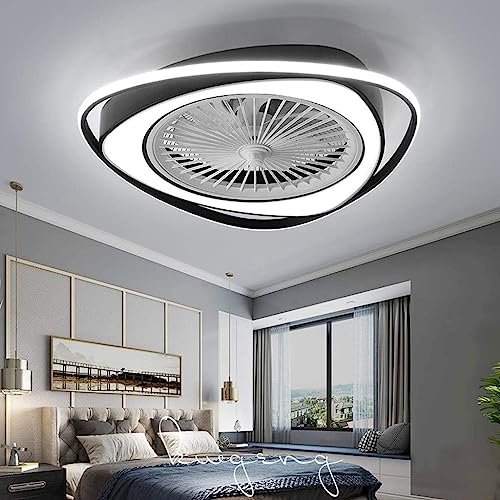 LED Deckenventilator 38W Unsichtbares Modern Fan Deckenleuchte Beleuchtung Schlafzimmer Deckenlampe Dimmbar Mit Fernbedienung Wohnzimmer Ultra Leise Ventilator Kinderzimmer Esszimmer Schlafzimmer von JMrider