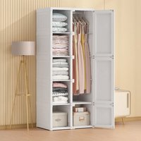 Tragbarer Kleiderschrank mit Türen, Einfach aus Stoff Faltschrank Stoffschrank für Schlafzimmer, 169x50x170 cm Weiß von JN.SONGS