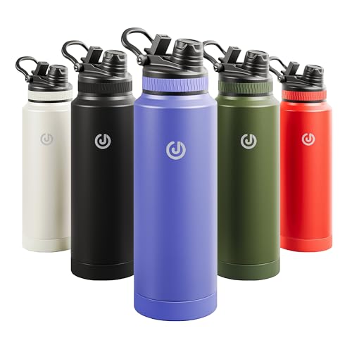 JOISCOPE Edelstahl-Wasserflasche,950ml(32oz) Blau Lila,mit Strohhalm und Ausgießer für zwei Trinkmethoden,Doppellagig isoliert,hält warm(67℃) und kalt(8℃) für mehr als 6 Stunden von JOISCOPE