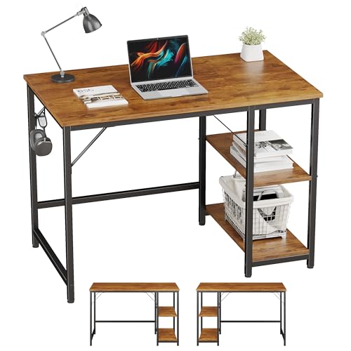 JOISCOPE Schreibtisch, Computertisch, Schreibtisch, Arbeitstisch, Spieltisch, mit Kopfhörerhaken, 2 Einlegeböden, 100x60cm, aus Altholz von JOISCOPE