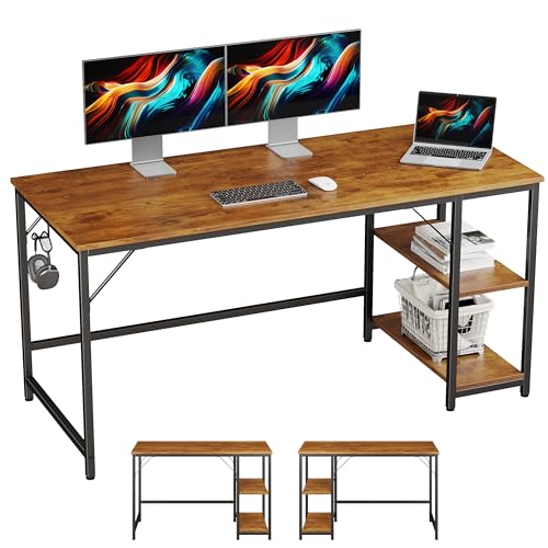 JOISCOPE Schreibtisch, Computertisch, Schreibtisch, Arbeitstisch, Spieltisch, mit Kopfhörerhaken, 2 Einlegeböden, 152x60cm, aus Altholz von JOISCOPE