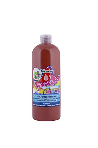 JOLLY Tempera Kids Mix Malfarbe, Flüssigfarbe, 1L Flasche Mittelbraun, leuchtende und deckende Farben, unverdünnt oder mit Wasser vermalbar, auf allen Materialien anwendbar von JOLLY