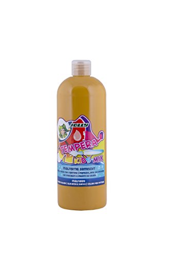 JOLLY Tempera Kids Mix Malfarbe, Flüssigfarbe, 1L Flasche Ocker, leuchtende und deckende Farben, unverdünnt oder mit Wasser vermalbar, auf allen Materialien anwendbar von JOLLY