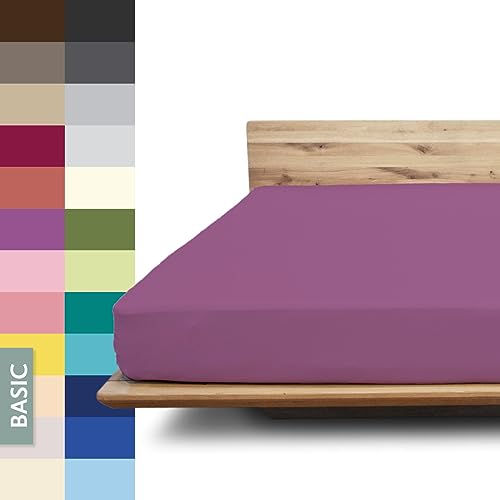 JONA SLEEP® Basic Spannbettlaken (180-200 x 200-220 cm) Zuverlässiges Spannbetttuch - 190 g/m² - hält über 100 Wäschen Stand | Öko-Tex 100 Standard (dunkelmagenta) von JONA SLEEP