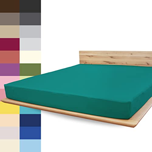 JONA SLEEP® Spann-Bettlaken (180-200 x 200 cm) Premium Spannbettlaken - 220gm² - hält über 150 Wäschen Stand | ÖKO-TEX 100 (Smaragd) von JONA SLEEP