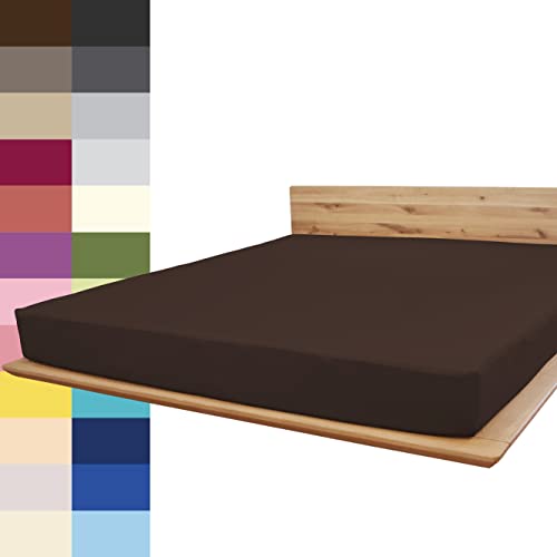 JONA SLEEP® Spann-Bettlaken (140-160 x 200 cm) Premium Spannbettlaken - 220gm² - hält über 150 Wäschen Stand | ÖKO-TEX 100 (Schoko) von JONA SLEEP