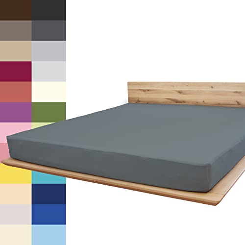 JONA SLEEP® Spann-Bettlaken (180-200 x 200 cm) Premium Spannbettlaken - 220gm² - hält über 150 Wäschen Stand | ÖKO-TEX 100 (Anthrazit) von JONA SLEEP