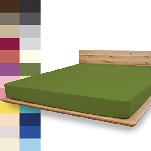 JONA SLEEP® Spann-Bettlaken (90-100 x 200 cm) Premium Spannbettlaken - 220gm² - hält über 150 Wäschen Stand | ÖKO-TEX 100 (Olivengrün) von JONA SLEEP