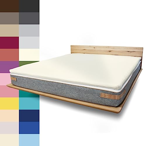 JONA SLEEP Topper-Bezug (80-90x200 cm) Natur, Topper Spannbettlaken Boxspringbett aus Baumwolle - Öko Tex - Topper Spannbetttuch für einfaches Beziehen (Natur, 80-90 x 200 cm) von JONA SLEEP