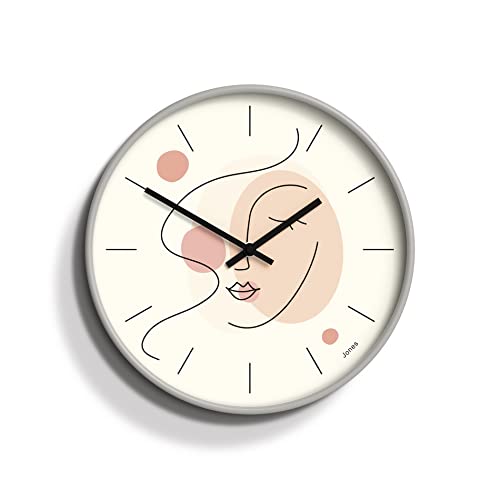 JONES CLOCKS® Abstract Face Design Round Wall Clock - Round Clock - Modern Clock - Designer Wall Clock - Kitchen Clock - Living Room Clock - Office Clock - Easy to Read Dial - 30cm von JONES CLOCKS