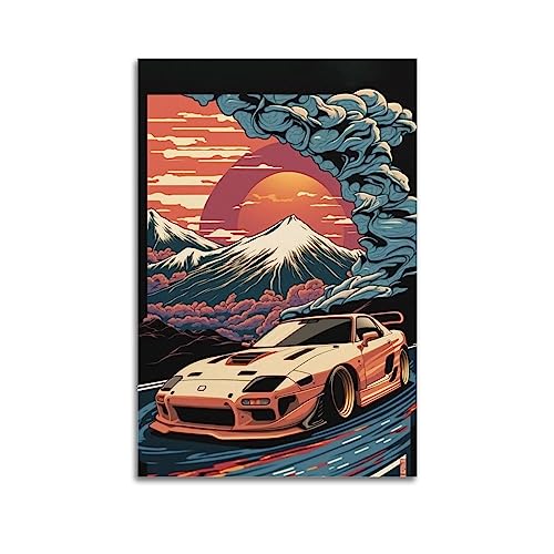 JDM Auto-Poster für Mazda RX7 Sportauto, Vintage-Rennauto, dekoratives Gemälde, Leinwand, Wand- und Kunstbild, Familien-Schlafzimmer, Dekoration, 50 x 75 cm von JONZA