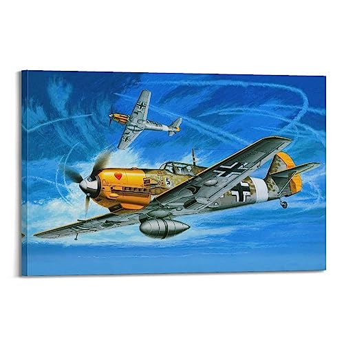 JONZA Bf-109 Attack Aircraft Vintage Fighter Flugzeug Poster Dekorative Malerei Leinwand Wand und Kunst Bild Familie Schlafzimmer Dekor 40 x 60 cm von JONZA