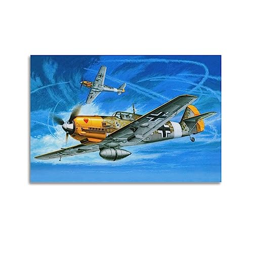 JONZA Bf-109 Attack Aircraft Vintage Fighter Flugzeug Poster Dekorative Malerei Leinwand Wand und Kunst Bild Familie Schlafzimmer Dekor 40 x 60 cm von JONZA