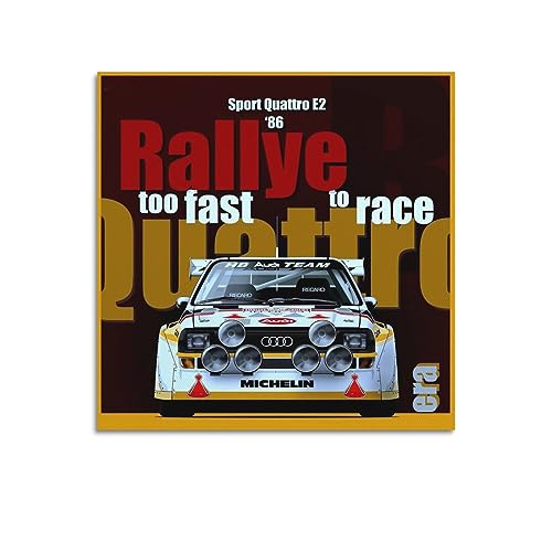 JONZA Vintage Rally Racing WRC-Poster für Audi Quattro S1 E2, dekoratives Gemälde, Leinwand, Wand und Kunstbild, Familienschlafzimmer, 40 x 40 cm von JONZA