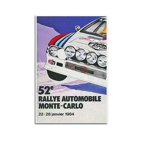 JONZA Vintage Rally Racing WRC-Poster für Lancia Rally Gruppe B, dekoratives Gemälde, Leinwand, Wand und Kunstbild, Familienschlafzimmer, 50 x 75 cm von JONZA