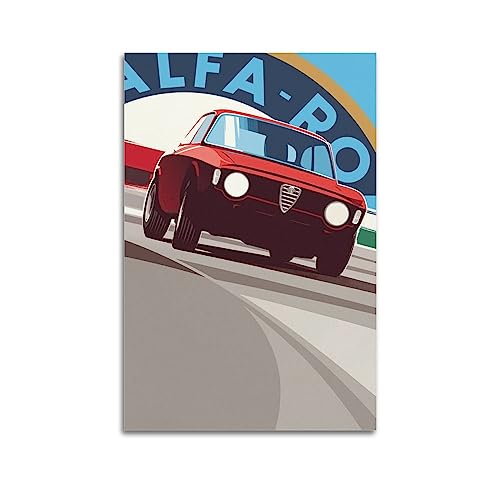 JONZA Vintage-Rennauto-Poster für Alfa Romeo Sportwagen (2) dekoratives Gemälde auf Leinwand, Wand- und Kunstbild, Familien-Schlafzimmer, Dekoration, 50 x 75 cm von JONZA