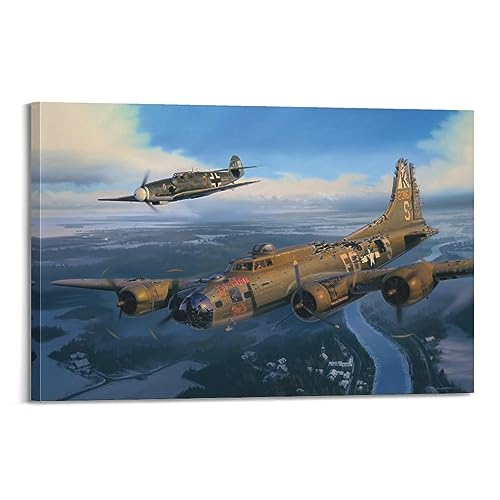 JONZA Vintage Strategic Bomber B-17 Flying Fortress WWII Militärflugzeuge Poster Dekorative Malerei Leinwand Wand und Kunstbild Familienschlafzimmer 50 x 75 cm von JONZA