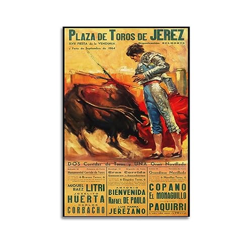 Spanien Stierkampf Poster Jerez Stierkampfarena Dekorative Malerei Leinwand Wand Und Kunst Bild Familie Schlafzimmer 24x36inch(60x90cm) von JONZA