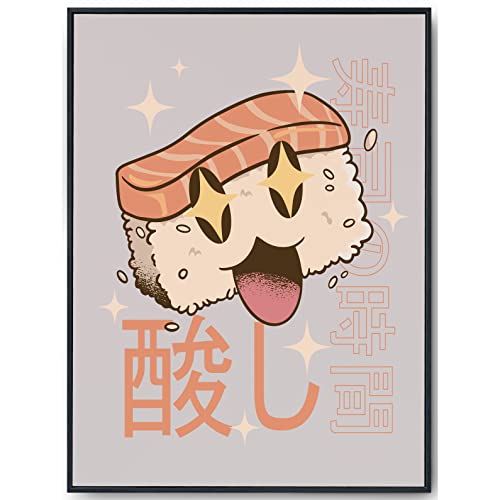 JOPRICO Kawaii Poster - Sushi - retro Japan Poster - Küchenposter - japanische Wand Deko von JOPRICO