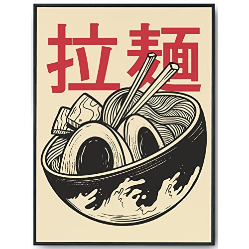 JOPRICO Retro Ramen Poster - vintage Japan Poster - Dekoration Küche - Ramen Nudeln von JOPRICO