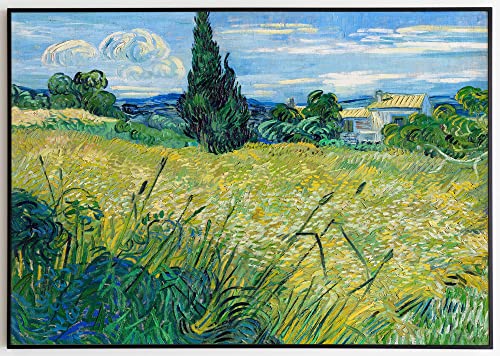 JOPRICO Vincent Van Gogh Druck - Grünes Weizenfeld mit Zypresse Größe 50x70 cm | 20x28 inch von JOPRICO