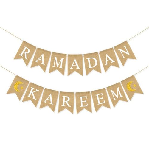 Ramadan Kareem Banner, Ramadan Mubarak Girlande Wimpelkette, EID Mubarak Deko für Muslim Islamic Party von JOYEASE