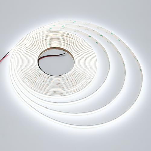 JOYLIT 24V COB LED Streifen 10M 6000K Kaltweiss 120° Innen, 384LEDs/M LED Strip Dimmbar CRI 90+ 7650LM Hell Selbstklebend Lichtband für Schlafzimmer, Wohnzimmer, Büro, Hotel von JOYLIT