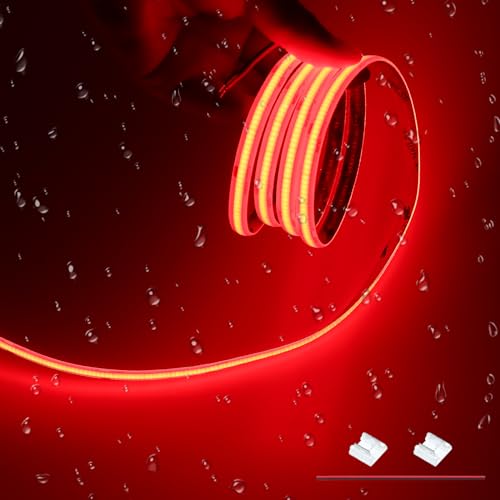 JOYLIT 24V COB LED Streifen Rot 6M 320LEDs/M IP65 Wasserdicht 10W/M 8MM Breit Flexibel Selbstklebend LED Band für Bars, Spielzimmer (Ohne Netzteil) von JOYLIT