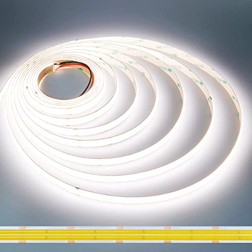 JOYLIT COB LED Streifen 24V 5M Doppelreihe 5000K Weiß 960LEDs/M CRI 95+, CE UL PRO+ 3200LM/M Ultrahell 125W Dimmbar Selbstklebend Licht Band Beleuchtungszwecke (Nur LED Streifen) von JOYLIT