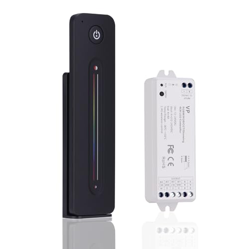 JOYLIT RGBW LED Controller mit Fernbedienung 2.4GHz RF (VP+R14), DC 12-24V 4 Kanal 4A/CH 192W-384W Controller, Sensitive Touch Slider Fernbedienung für RGB, RGBW, CCT COB SMD LED Streifen von JOYLIT