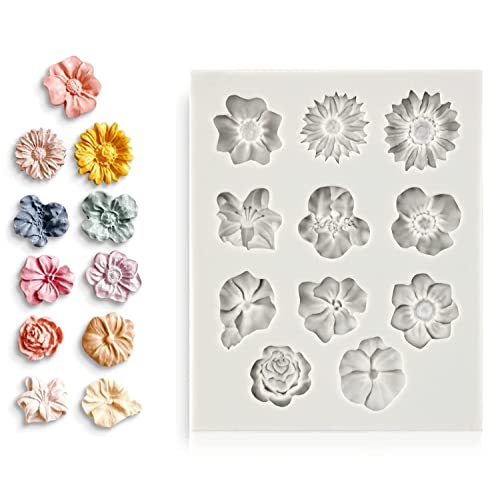 JOYOLA Silikonform in Lebensmittelqualität, 3D Blumen Kuchenform, Wiederverwendbare Süßigkeiten Backform, Gänseblümchen Sonnenblume Form, Antihaft Backblech für Dekorieren Eine Kuchen (B) von JOYOLA