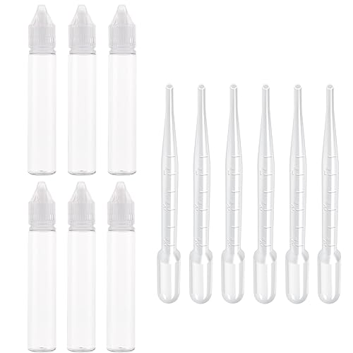 JSKWIKE 6 Pcs Liquidflasche Quetschflasche Liquidflaschen mit Kindersicherung Transferpipette aus Kunststoff Reise Flaschenbehälter mit Transfer Pipette für Saucengewürze Kunsthandwerk von JSKWIKE