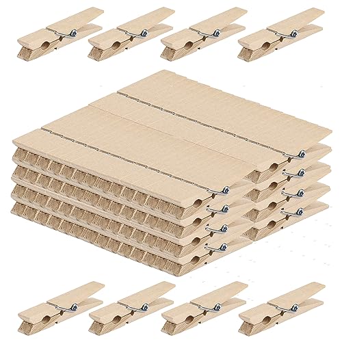 120x Wäscheklammern aus Holz Nachhaltige Holzklammern aus Birkenholz umweltfreundliche Holzklammern zum Wäscheaufhängen und Basteln (120 Stück, je 7.2 cm) von JSMTKJ